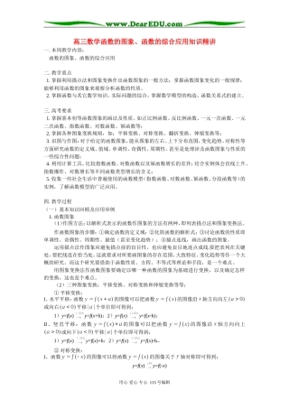 高三数学函数的图象、函数的综合应用知识精讲 人教实验版B