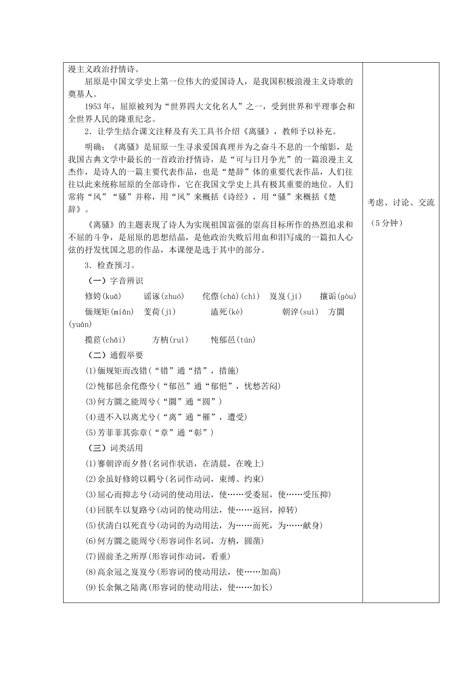 高中语文《离骚》教学设计-人教版高中全册语文教案_第2页