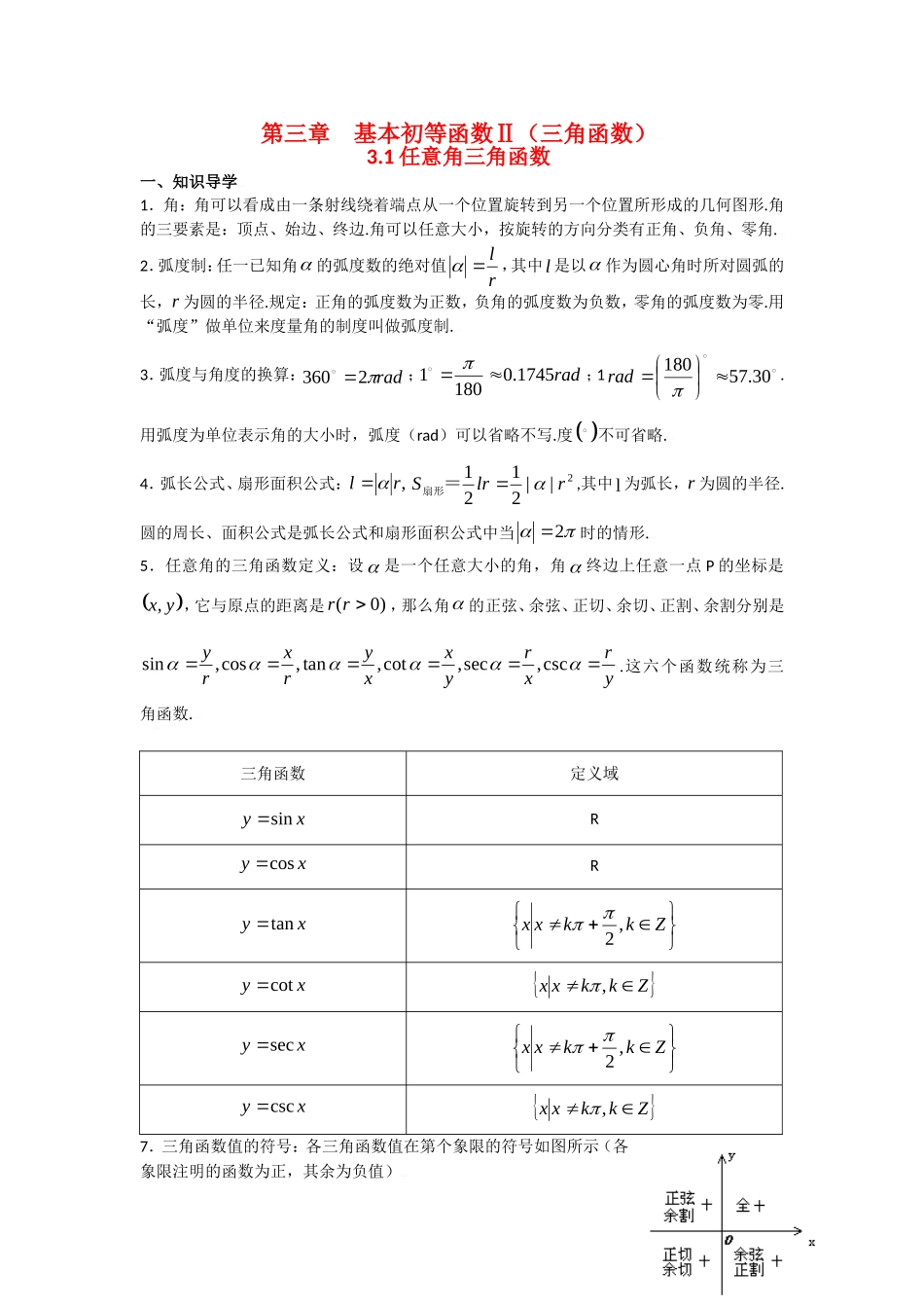高三数学典型例题解析：第三章 基本初等函数Ⅱ（三角函数）_第1页