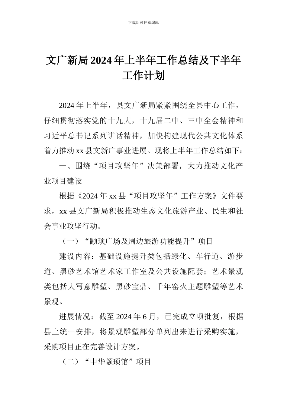文广新局2024年上半年工作总结及下半年工作计划_第1页