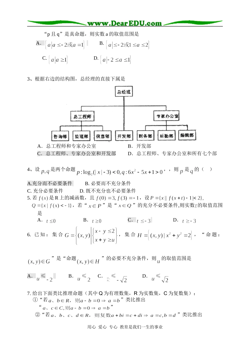 高三数学全国各地模拟卷分类汇编2--逻辑与命题_第3页