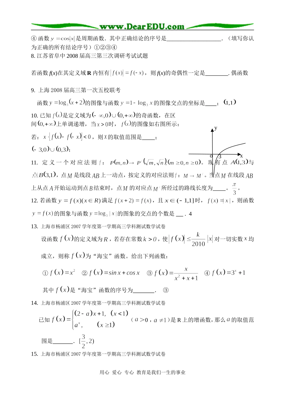 高三数学全国各地模拟卷分类汇编3--函数_第2页