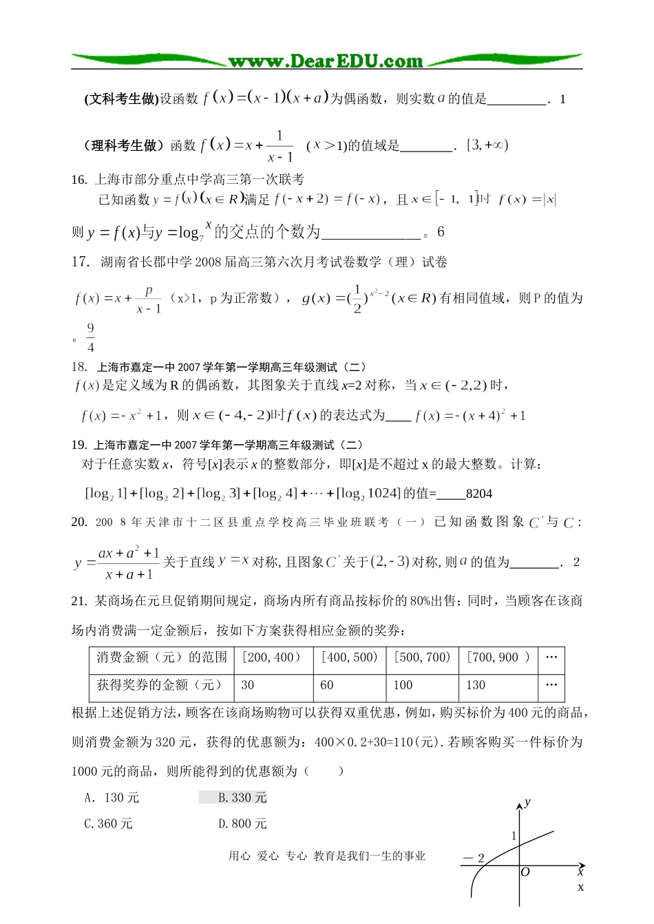 高三数学全国各地模拟卷分类汇编3--函数_第3页