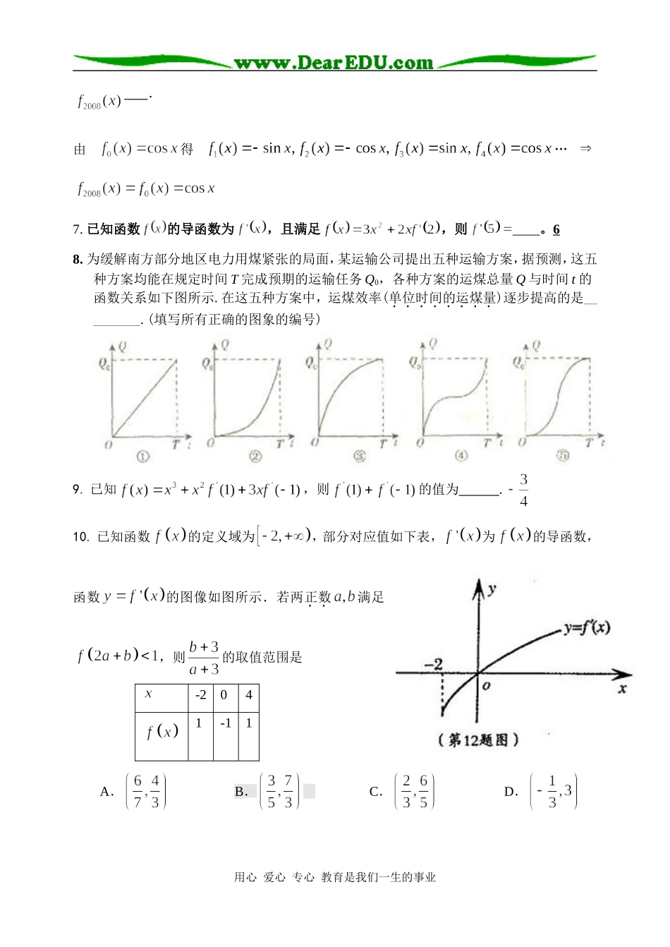 高三数学全国各地模拟卷分类汇编16--导数_第2页