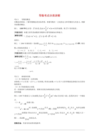 高三数学估计《导数》考点分类讲解 知识点分析