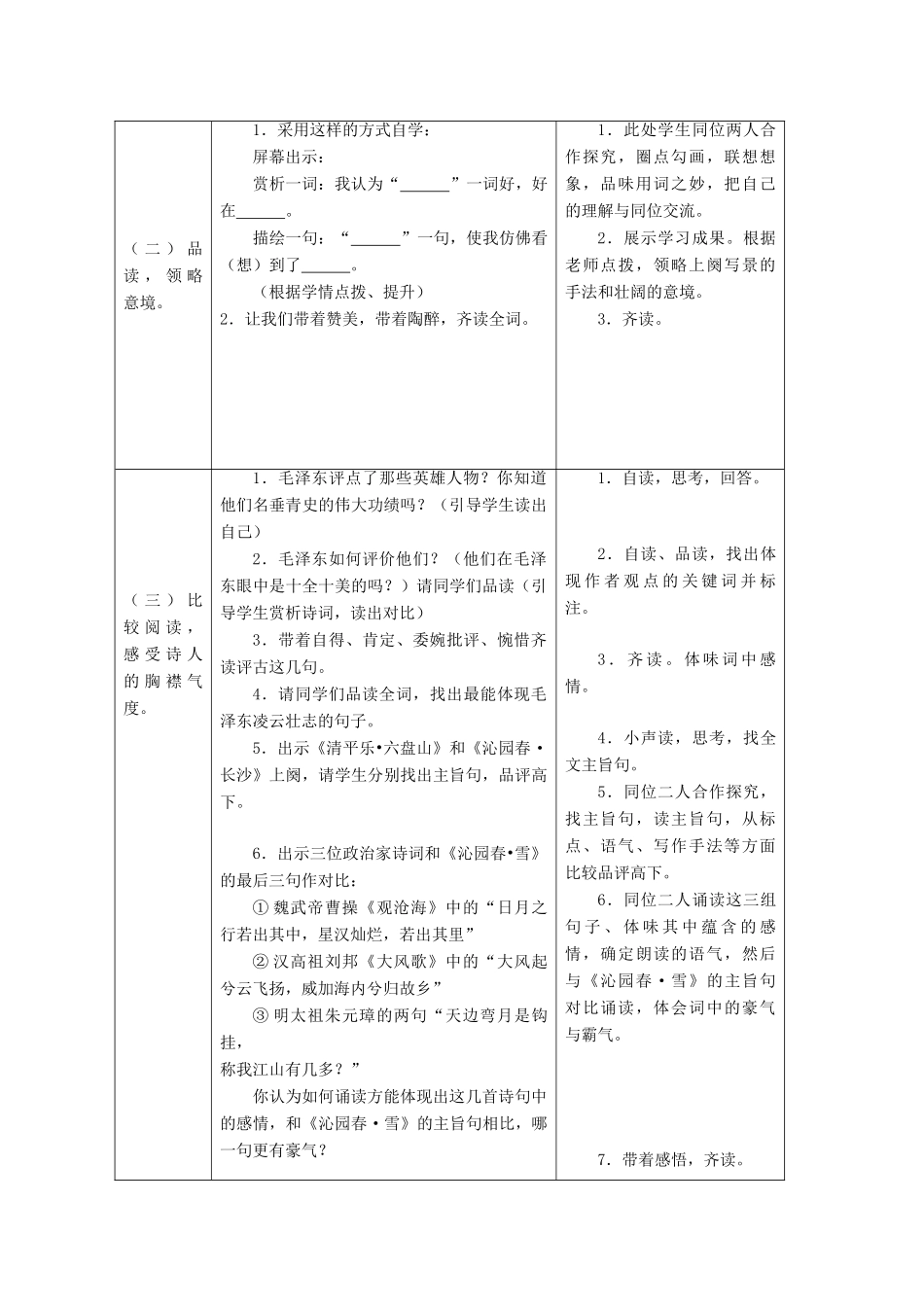 高中语文《沁园春 雪》教学设计1 苏教版必修1_第2页