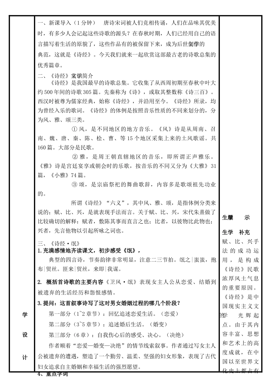高中语文《氓》教案 新人教版《中国古代诗歌散文欣赏》-新人教版高中《中国古代诗歌散文欣赏》语文教案_第2页