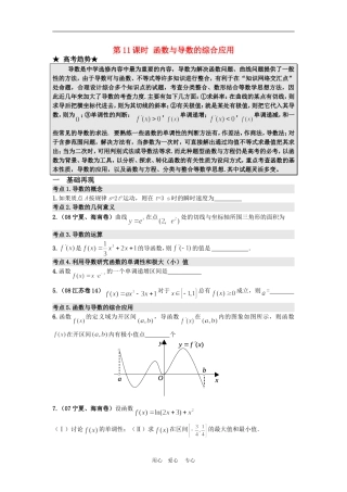 高三数学二轮专题复习：第11课时 函数与导数的综合应用 