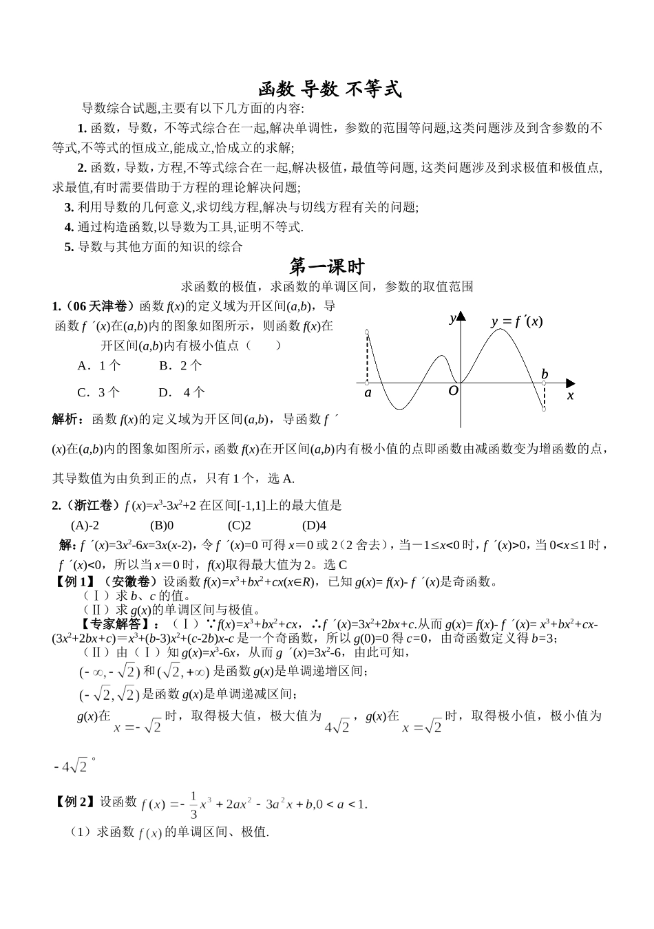 高三数学二轮 函数 导数 不等式_第1页