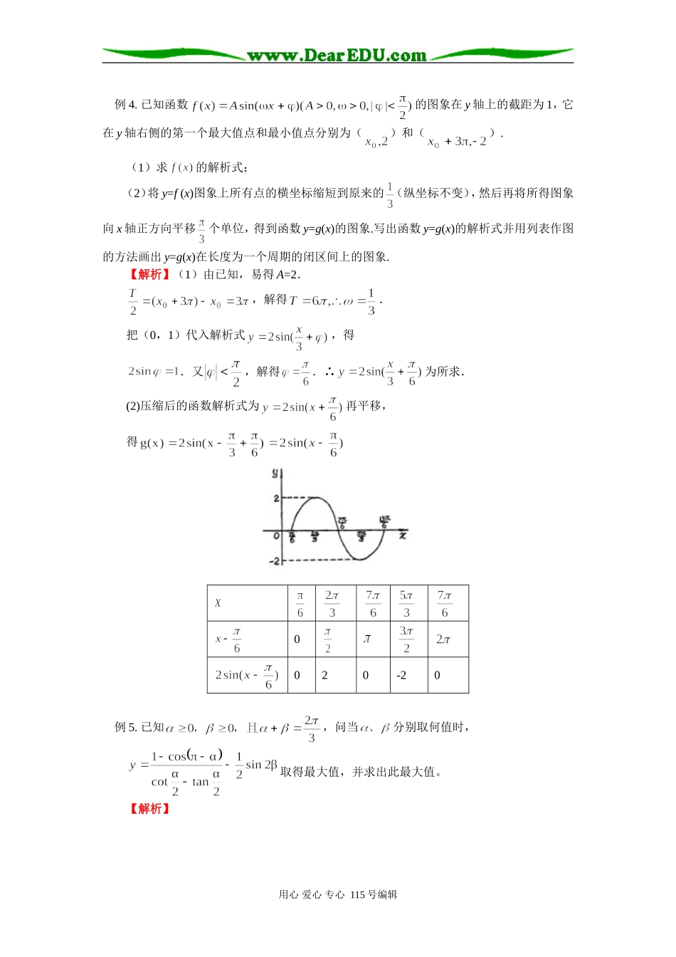高三数学二轮专题复习：三角函数的图象和性质人教实验版（B）知识精讲_第3页
