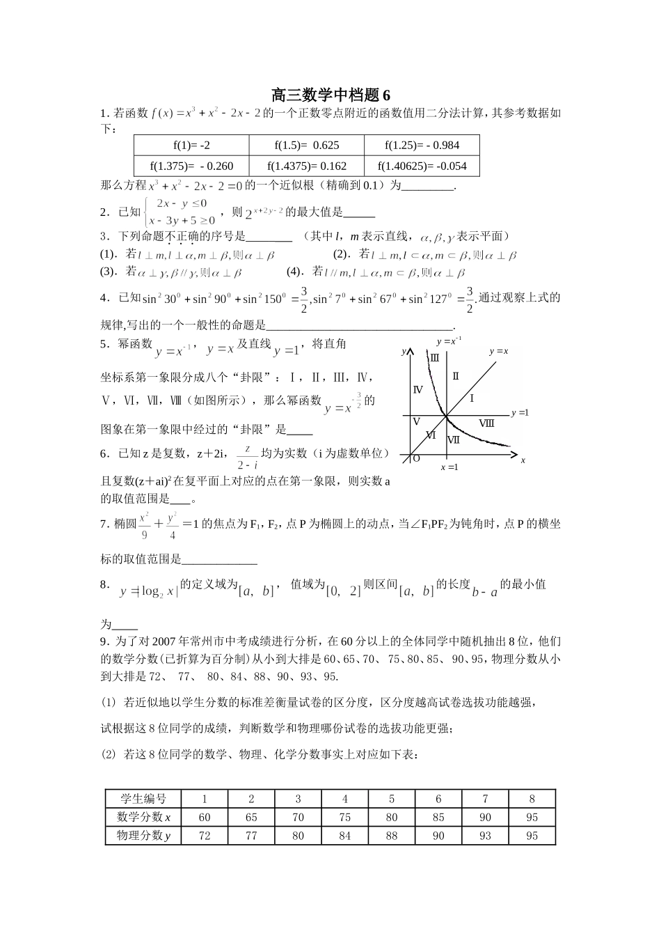高三数学中档题6_第1页