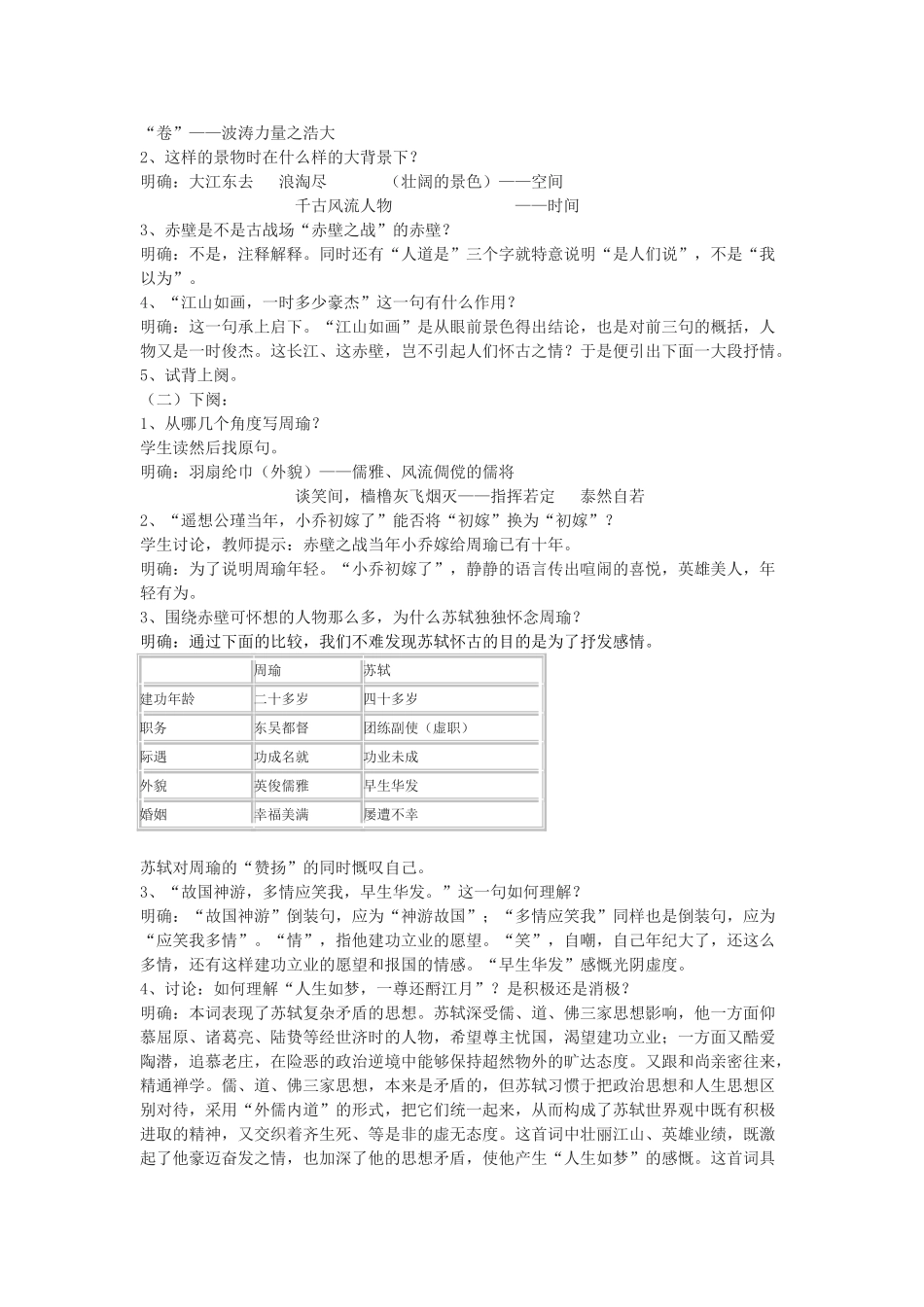 高中语文《念奴娇 赤壁怀古》教案 粤教版必修3_第2页