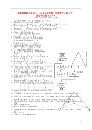 高三数学下学期第五次测试试题 文-人教版高三全册数学试题