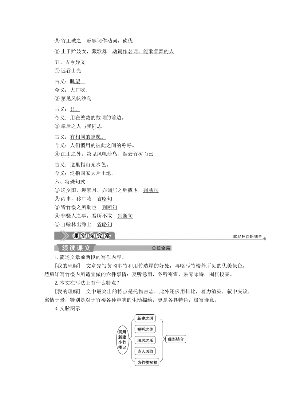 高中语文 第四单元 万物静观皆自得 13 黄州新建小竹楼记教案 语文版必修3-语文版高一必修3语文教案_第3页