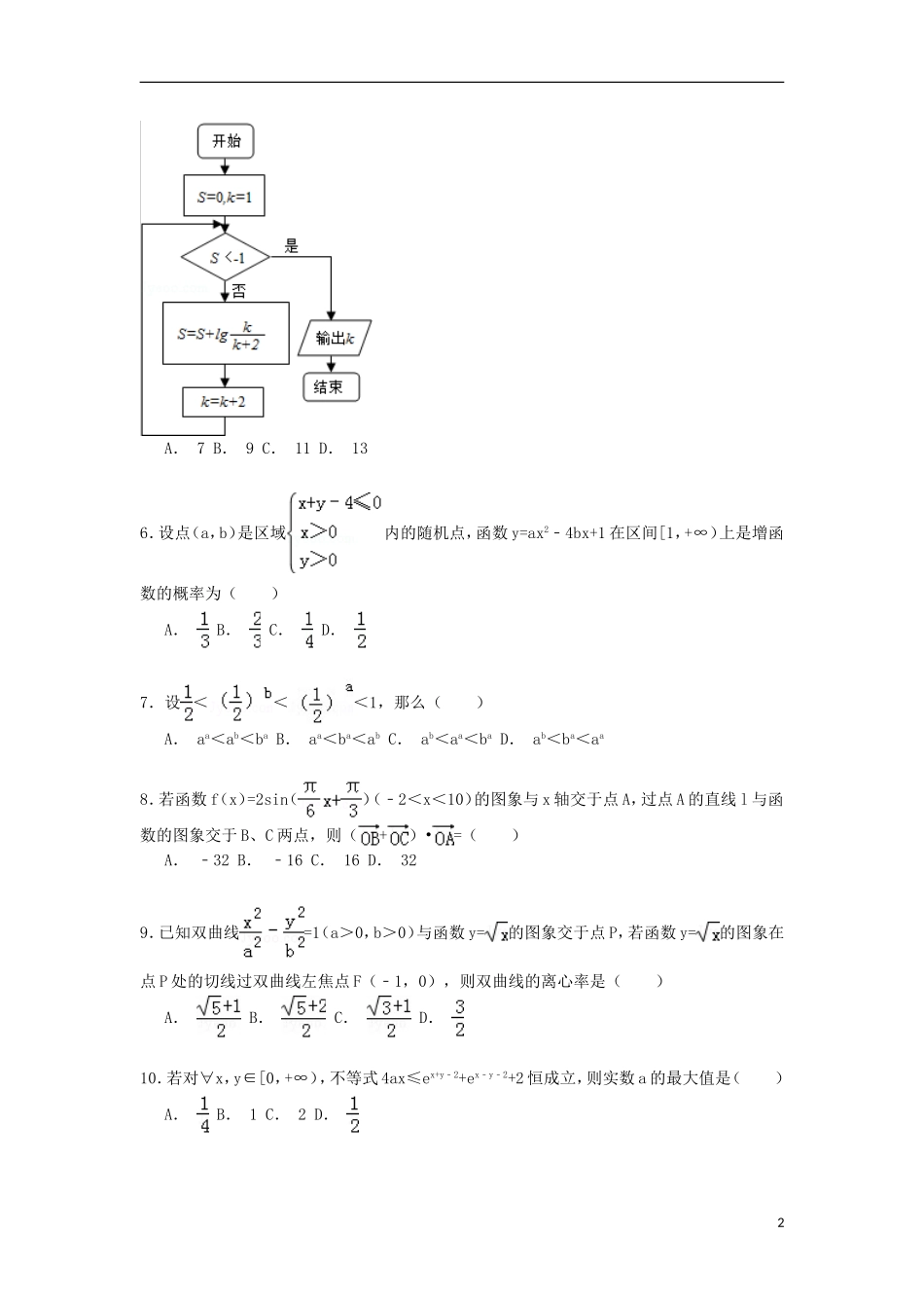 高三数学下学期4月月考试卷 理（含解析）-人教版高三全册数学试题_第2页