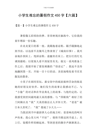 小学生难忘的暑假作文450字