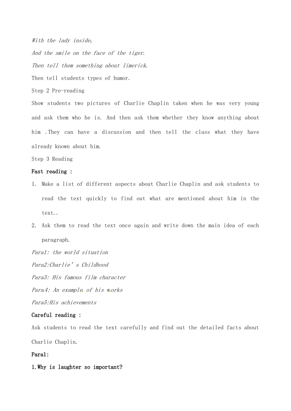 高中英语 Unit3 A taste of English humour教案 新人教版必修4-新人教版高二必修4英语教案_第2页