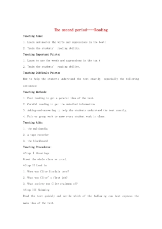 高中英语 Unit 3 The secret of success-Reading精品教案 牛津译林版选修11