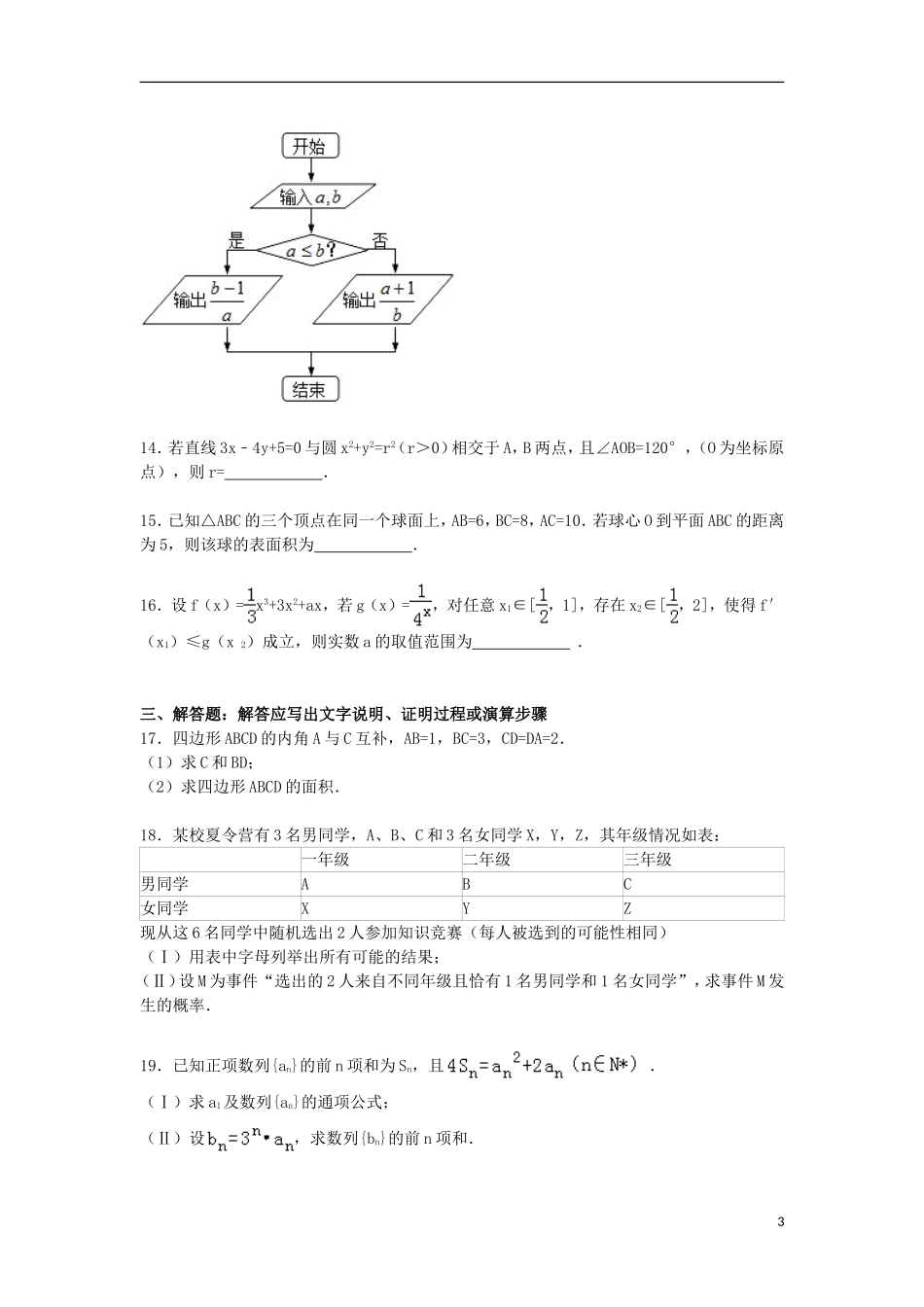 高三数学上学期第三次月测试卷 文（含解析）-人教版高三全册数学试题_第3页