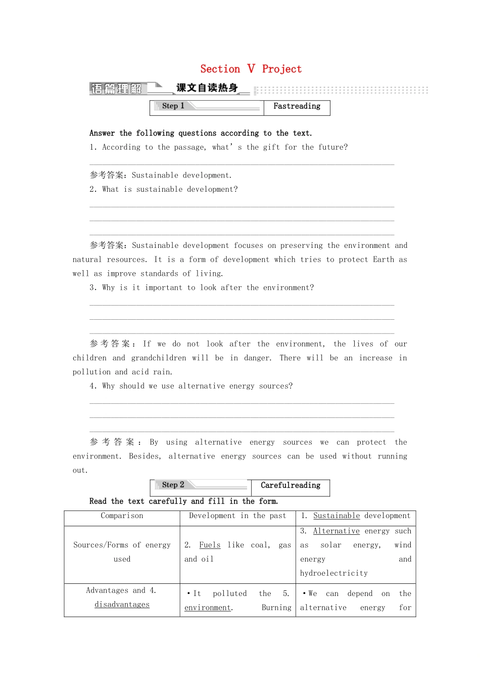 高中英语 Unit 1 Building the future Section Ⅴ Project教案（含解析）牛津译林版选修10-牛津版高二选修10英语教案_第1页