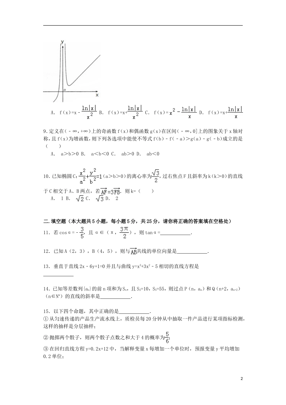 高三数学上学期第一次统考试卷 文（含解析）-人教版高三全册数学试题_第2页