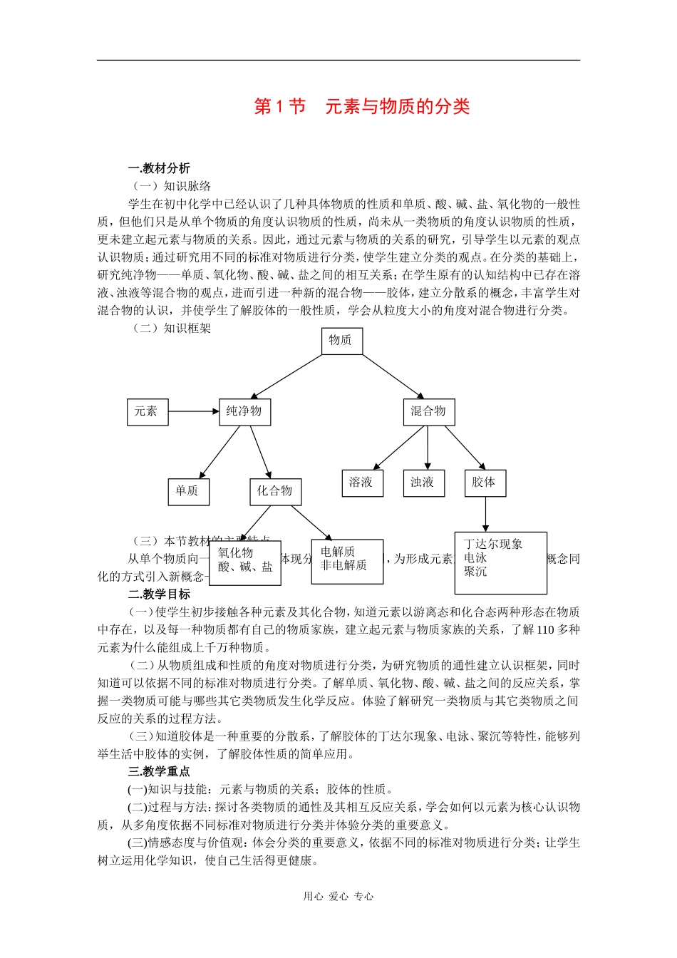 高中化学：2.1《元素与物质的分类》教案鲁科版必修1_第1页