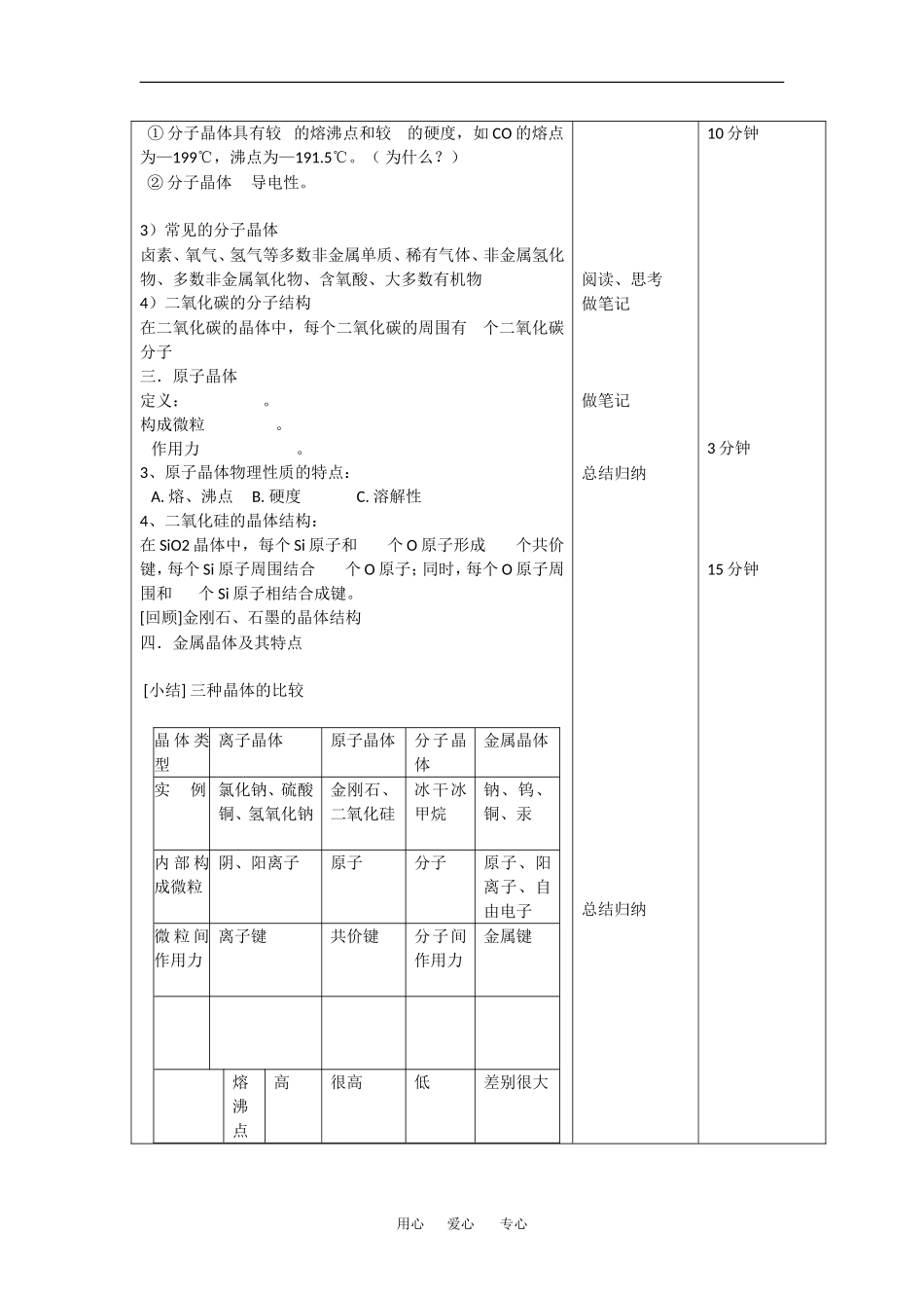 高中化学：1.3.3 从微观结构看物质的多样性 ——不同类型的晶体教案苏教版必修2_第2页