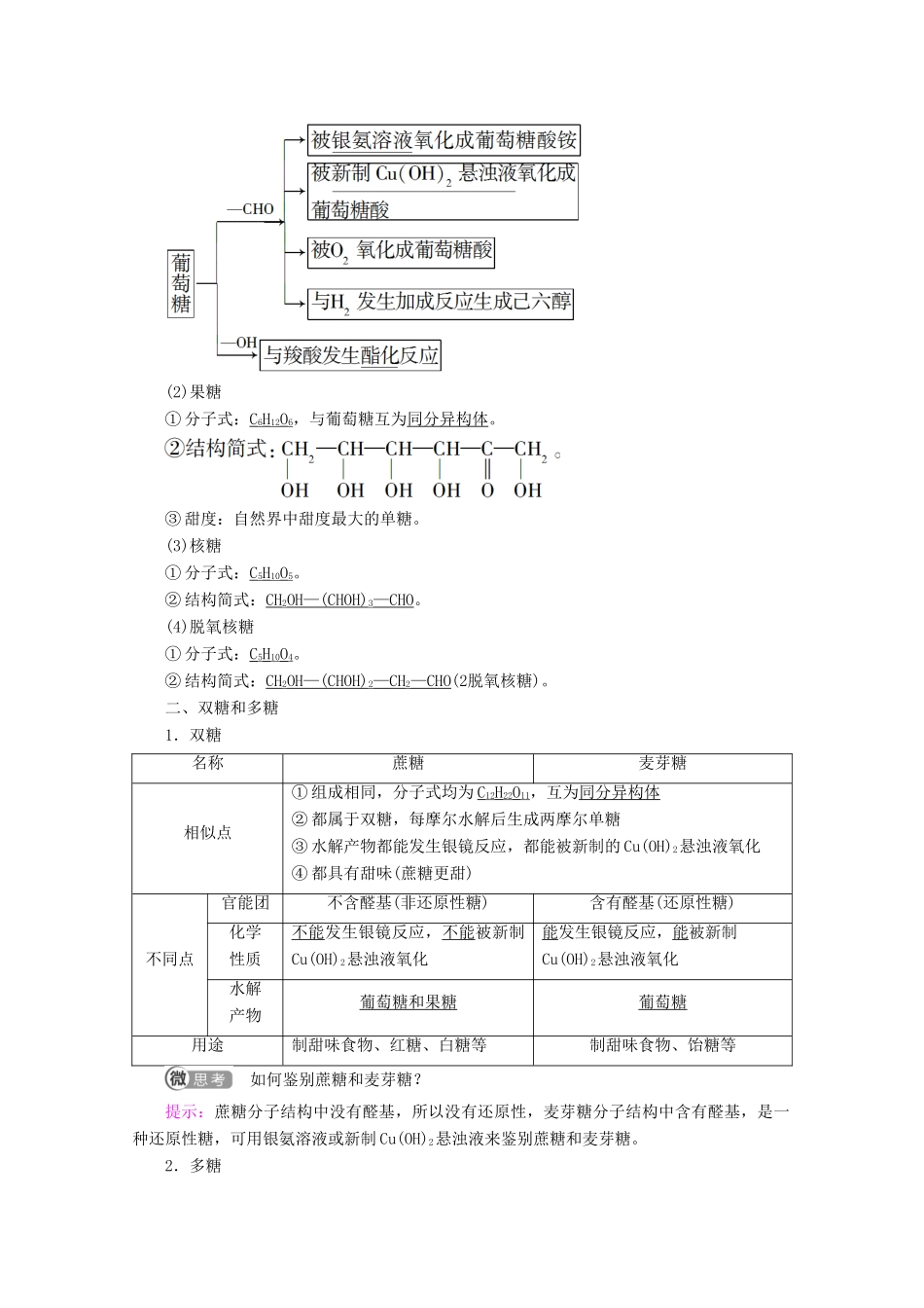 高中化学 第2章 第3节 第2课时 糖类教案 鲁科版选修5-鲁科版高二选修5化学教案_第2页