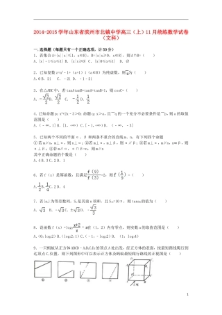 高三数学上学期11月统练试卷 文（含解析）-人教版高三全册数学试题