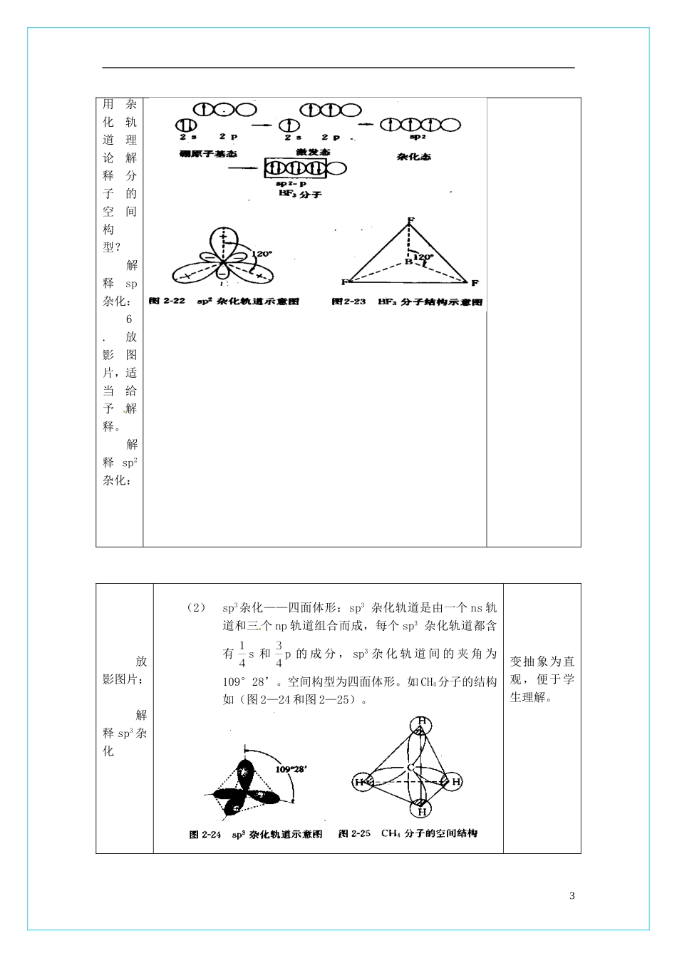 高中化学 2.2《分子的立体结构》（第2课时）教学设计 新人教版选修3_第3页