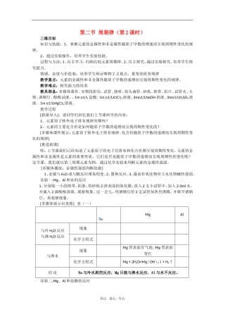 高中化学 1.2《元素周期律》第2课时精品教案 新人教版必修2