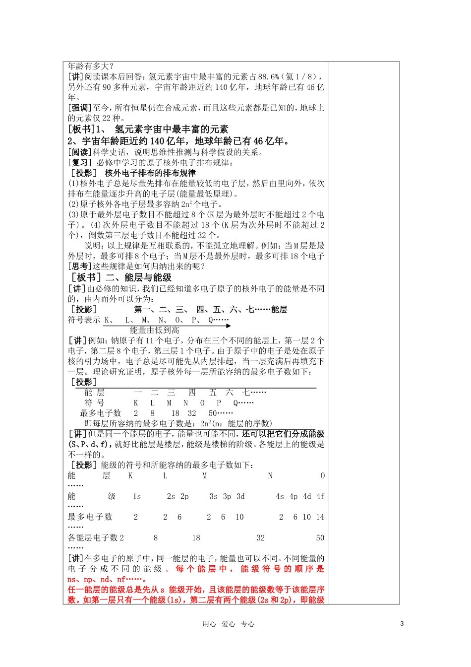 高中化学 1.1《原子结构》教案 新人教版选修3_第3页