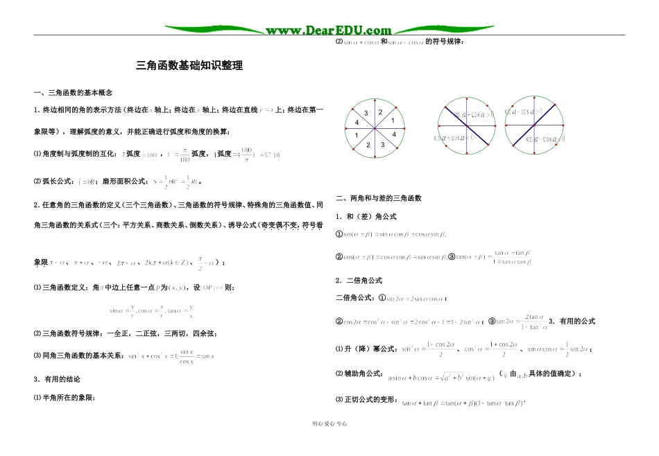 高三数学三角函数基础知识整理_第1页