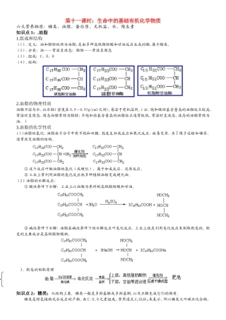 第十一课时：生命中的基础有机化学物质