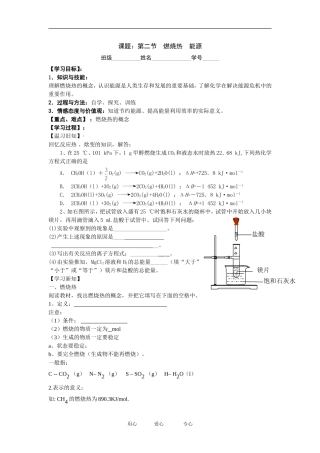 第二节 燃烧热 能源