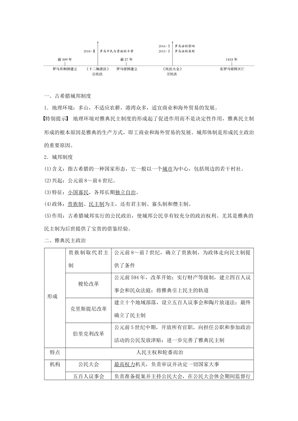 版高考历史大一轮复习 第二单元 古代希腊、罗马和近代西方的政治制度 第5讲 古代希腊、罗马的政治文明教案（含解析）岳麓版-岳麓版高三全册历史教案_第2页