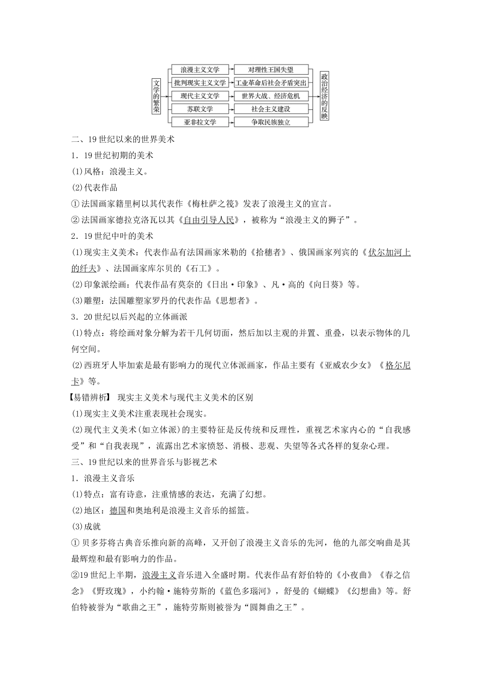 版高考历史大一轮复习 专题十五 近代以来的中外科技与文艺 第41讲 19世纪以来的世界文学艺术教案（含解析）人民版-人民版高三全册历史教案_第3页
