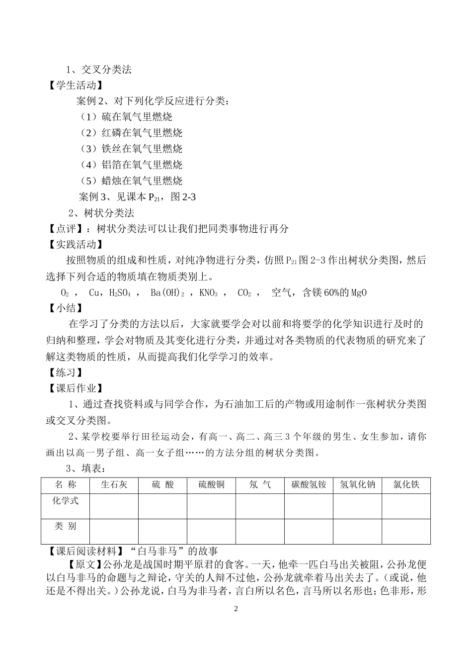 必修1-2-1《物质的分类》教案_第2页