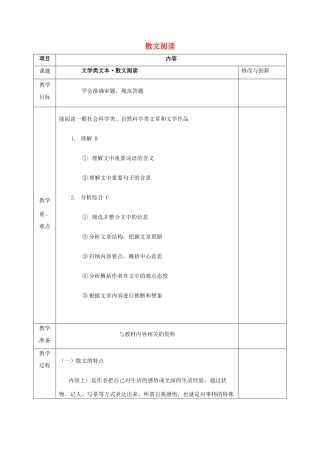 安徽省长丰县高三语文总复习 散文阅读教案-人教版高三全册语文教案