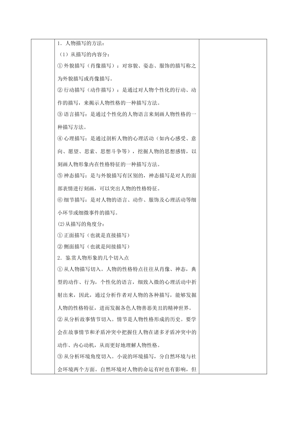 安徽省长丰县高三语文总复习 小说阅读教案-人教版高三全册语文教案_第2页