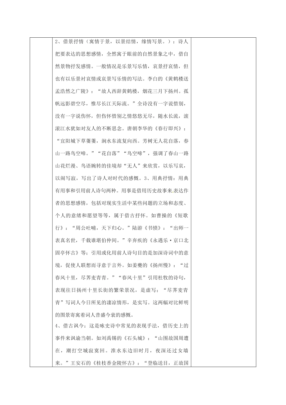 安徽省长丰县高三语文总复习 专题十一 古代诗歌阅读（2）教案-人教版高三全册语文教案_第2页
