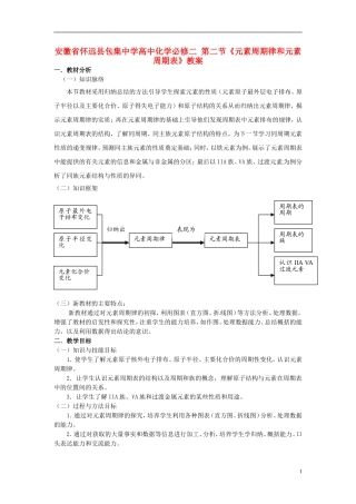安徽省怀远县包集中学高中化学 第二节《元素周期律和元素周期表》教案 鲁科版必修2