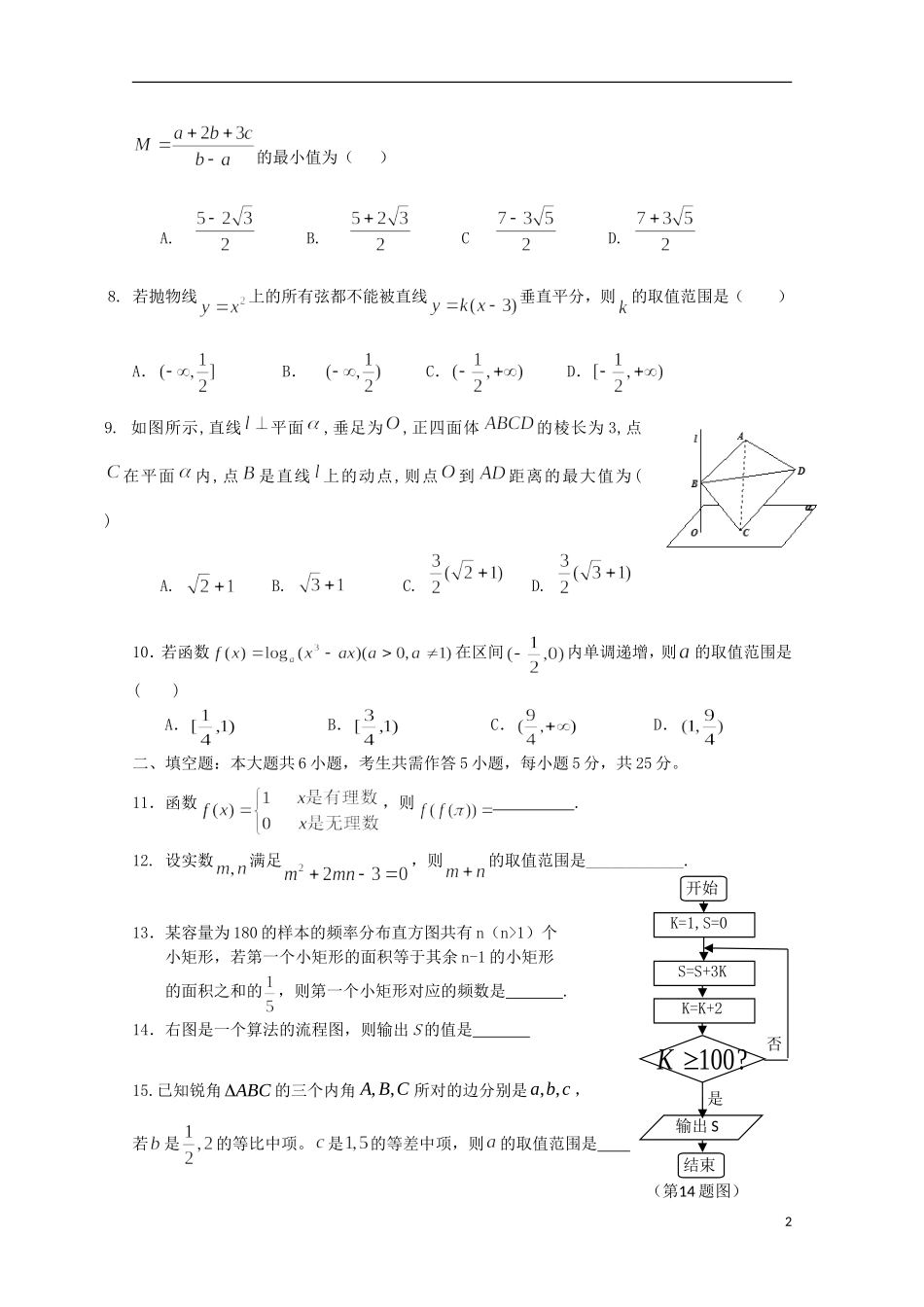 高三数学5月周练试题 文（5月15日）-人教版高三全册数学试题_第2页