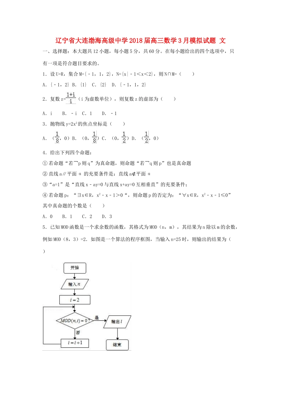 高三数学3月模拟试题 文-人教版高三全册数学试题_第1页