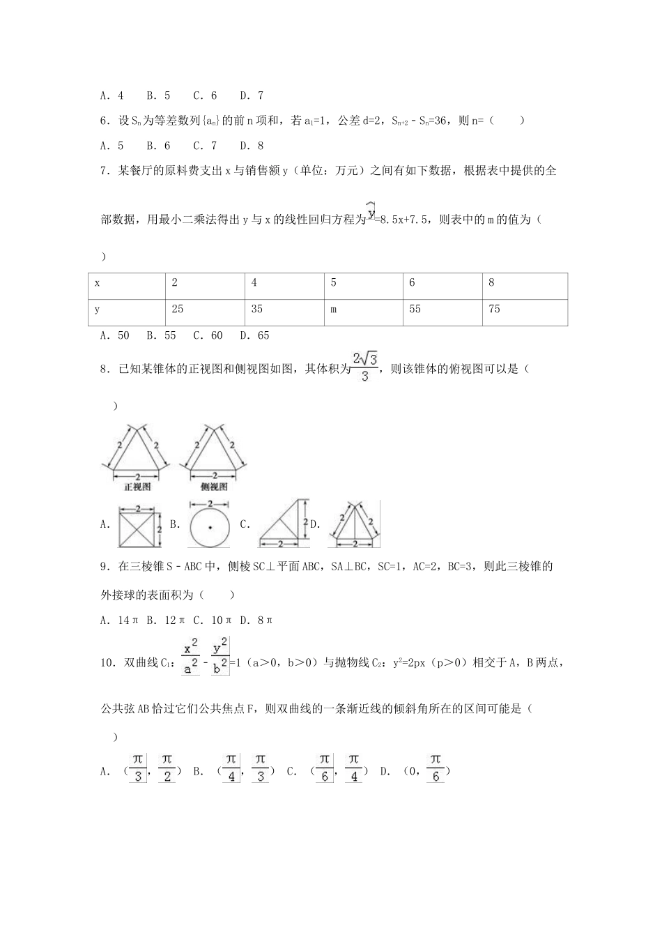 高三数学3月模拟试题 文-人教版高三全册数学试题_第2页