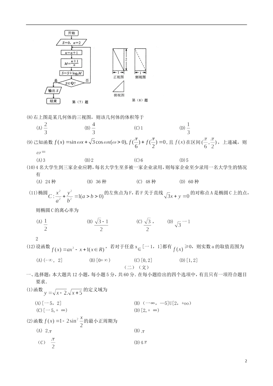 高三数学2月份百题精练（2）-人教版高三全册数学试题_第2页