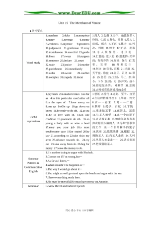 单元要点（Unit19 The Merchant of Venice）