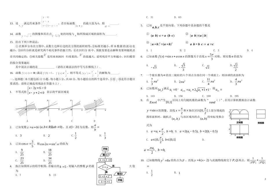 高三数学 选择题填空题训练（含解析）-人教版高三全册数学试题_第2页