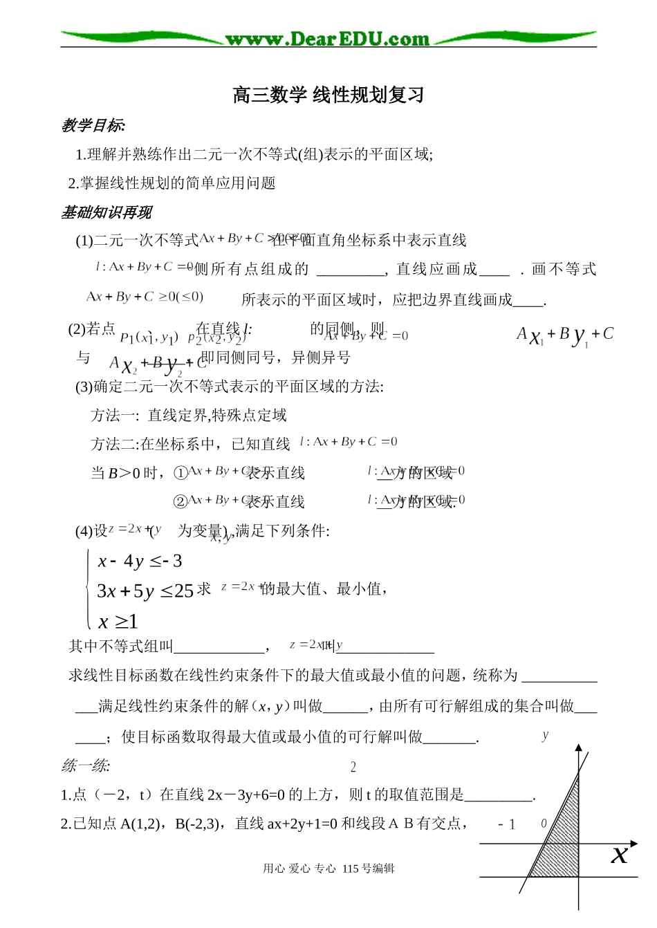 高三数学 线性规划复习_第1页