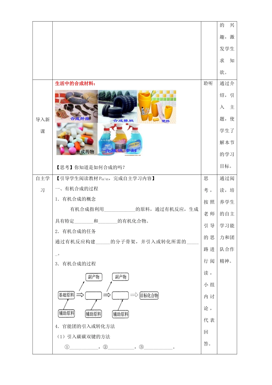 北京市高二化学 3.4.1 有机合成的过程教学设计-人教版高二全册化学教案_第2页